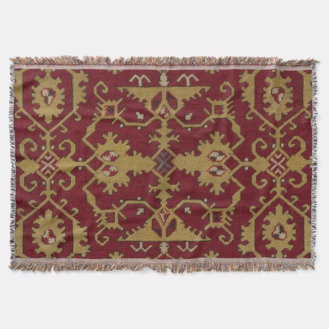Manta Patrón rojo persa geométrico oriental antiguo (Anverso)