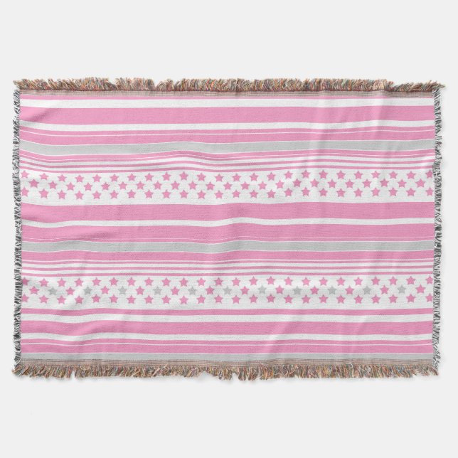 Manta Patrón rosa rayado con estrellas (Anverso)