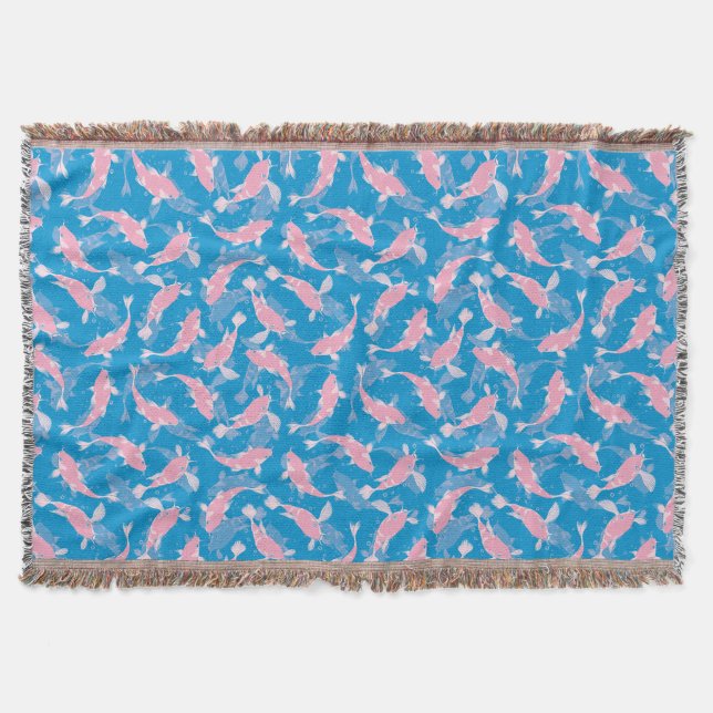 Manta Patrón rosa y azul - Koi Fish (Anverso)
