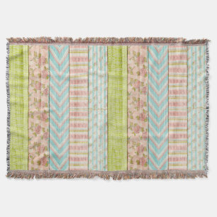 Manta Patrón Shabby Rosa Pastel en cabaña de madera rúst