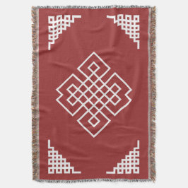 Manta Patrón tradicional mongol rojo y blanco