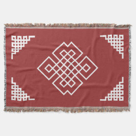 Manta Patrón tradicional mongol rojo y blanco