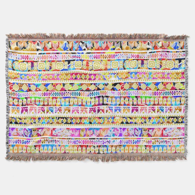 Manta Patrón tribal azteca de colores lindo (Anverso)