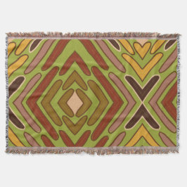 Manta Patrón tribal étnico rojo verde dorado