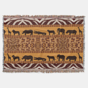 Manta Patrón Tribal Moderno Africano de Jaguar con Estam