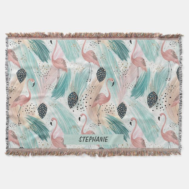 Manta Patrón tropical de flamenco acuático (Anverso)