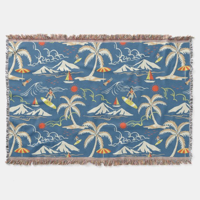 Manta Patrón Tropical Retro Surf (Anverso)