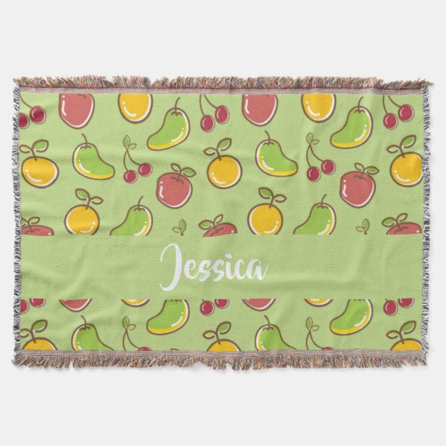 Manta Patrón verde de frutas frescas de verano (Anverso)