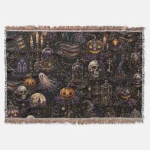Manta Patrón Vintage Gótico de Halloween Noche Espeluzna
