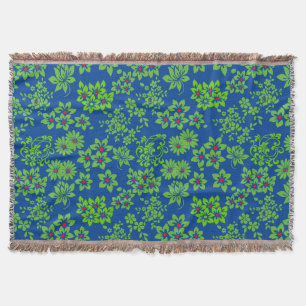 Manta Patrones basados en plantas (6).Blue BG verde