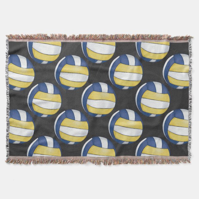 Manta Patrones de voleibol azul y amarillo (Anverso)