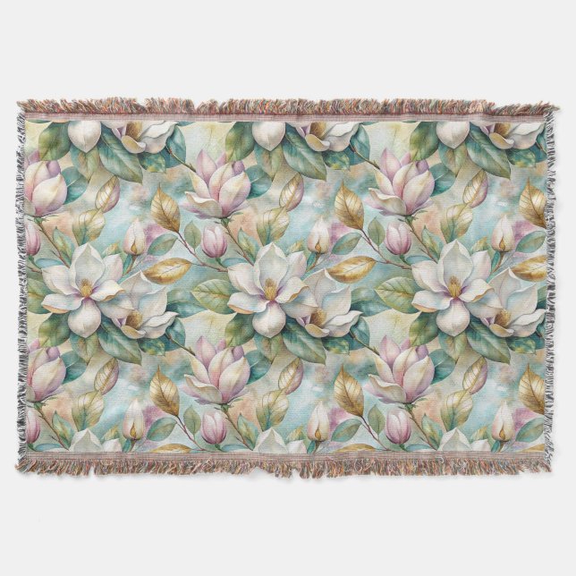 Manta Pattern Elegant Magnolia Flowers (Anverso)