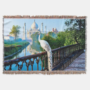 Manta Pavo real blanco con vista al Taj Mahal