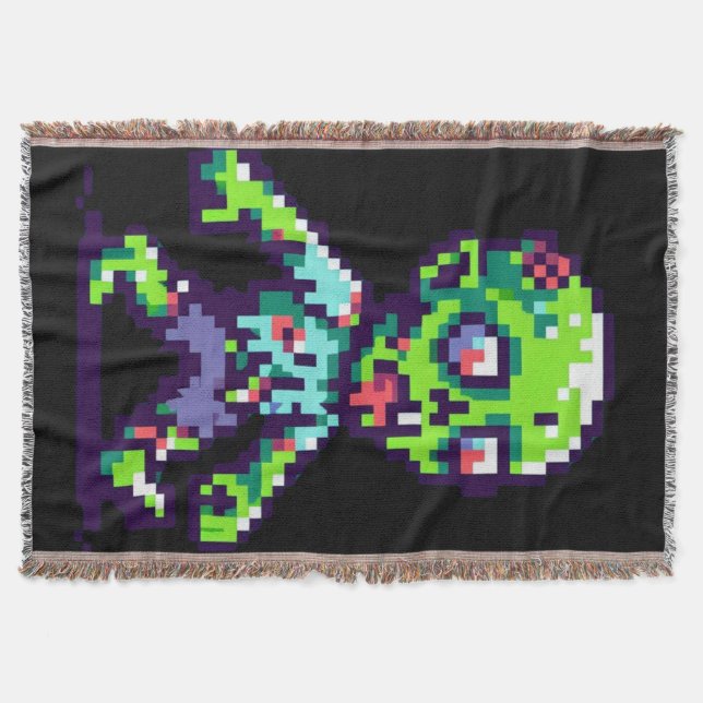 Manta payaso zombie divertido de 8 bits de Halloween  (Anverso)
