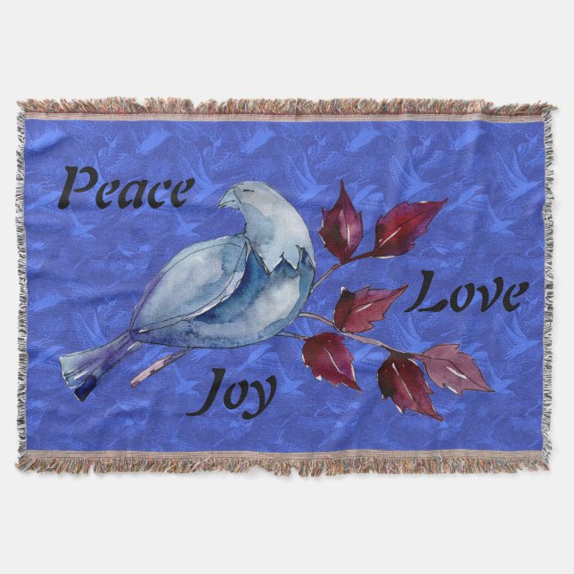 Manta Paz/Amor/Joy Dove Throw Blanket (Anverso)
