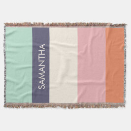 Manta Peach Mint Modern Color Blocks Stripes Personalize