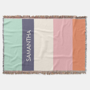 Manta Peach Mint Modern Color Blocks Stripes Personalize