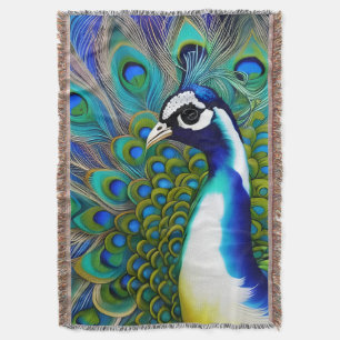 Manta Peacock de color azul blanco y verde