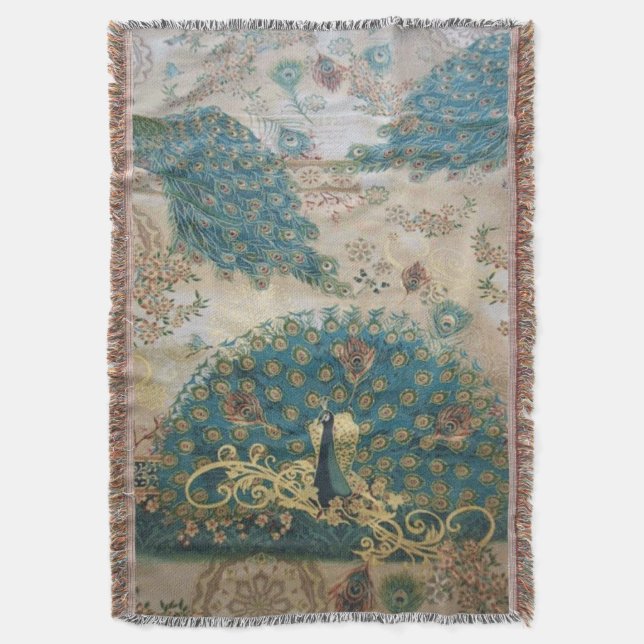 Manta Peacock vintage - Blanket (Frente vertical)