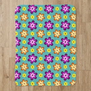 Manta pequeña sherpa de flores retro coloridas lin