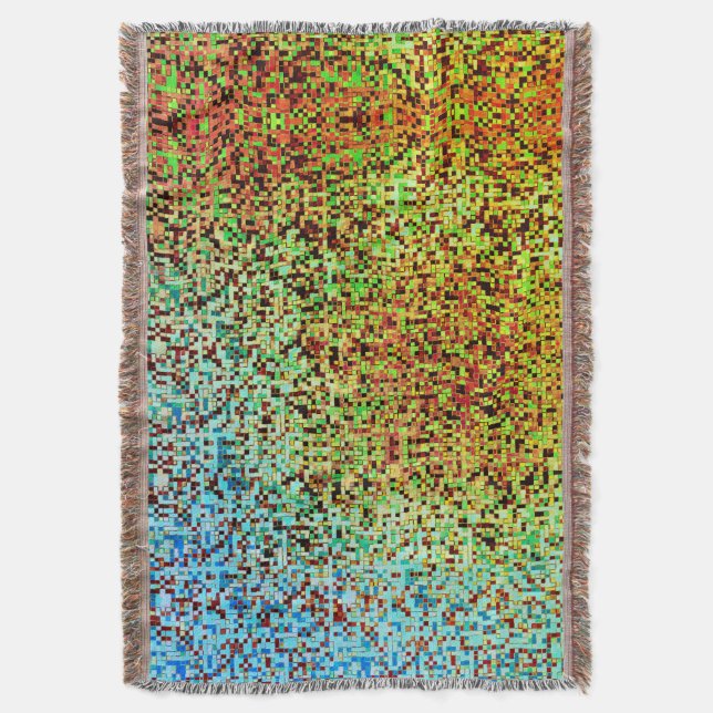 Manta Pequeños cuadrados o azulejos verdes y naranjas bo (Frente vertical)