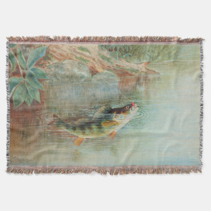 Manta Perca amarilla por S.A. Kilbourne, pescado vintage