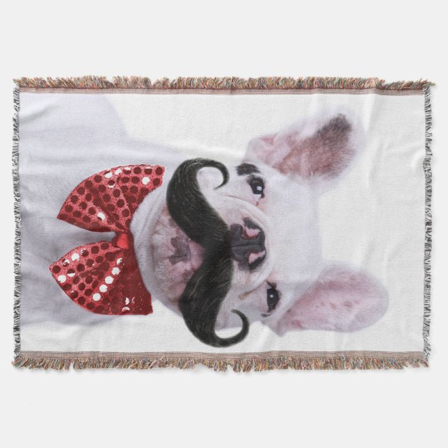 Manta Perrito francés del bulldog con el bigote (Anverso)