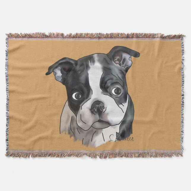 Manta Perro adorable Boston Terrier (Anverso)