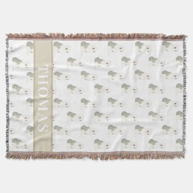 Manta Perro de oveja inglés personalizado (Anverso)