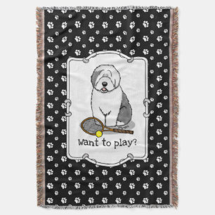 Manta Perro de perro viejo inglés de tenis (gris 1)