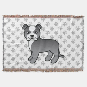 Manta Perro Staffordshire Bull Terrier azul y blanco