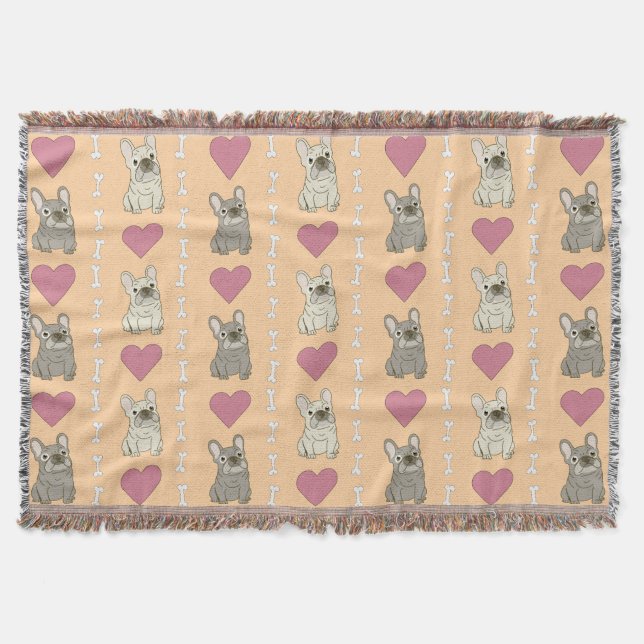 Manta Perros lindos, huesos y corazones (Anverso)