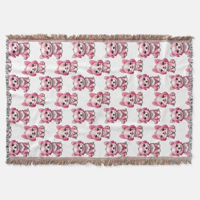 Manta Perros rosados lindos - Blanco  (Anverso)
