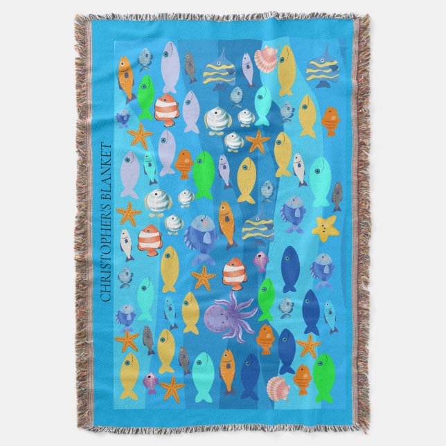 Manta Personalised Throw - Fish Design  (Frente vertical)