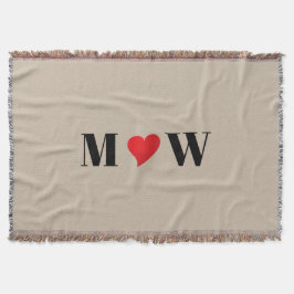 Manta Personaliza iniciales de pareja A Ama B corazón ro