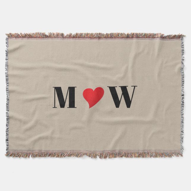 Manta Personaliza iniciales de pareja A Ama B corazón ro (Anverso)