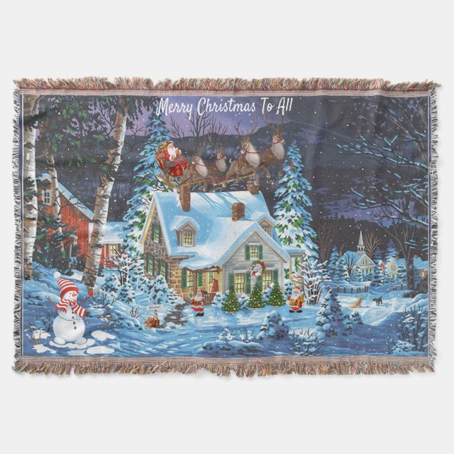 Manta Personaliza Navidades Escena De Invierno Santa Sle (Anverso)