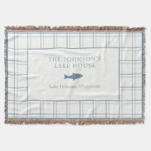 Personalizable clásico Plaid Lake House Blue Fish