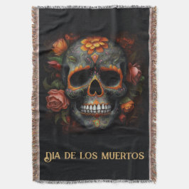 Manta Personalizable de cráneo pintado de Dia de los Mue