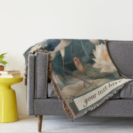 Manta Personalizable de grúa azul botánico vintage
