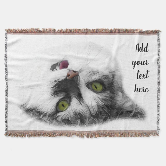 Manta Personalizable del gato feliz (Anverso)