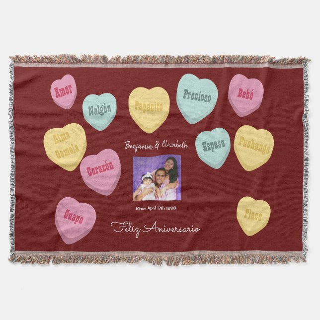 Manta Personalizable Papacito Felíz Aniversario Rojo Te  (Anverso)