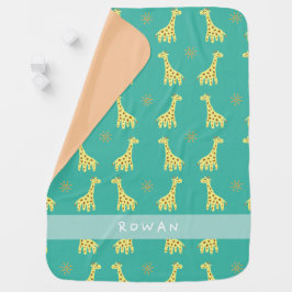 Manta Personalizada de Bebé Jirafa Sonriente y Sol