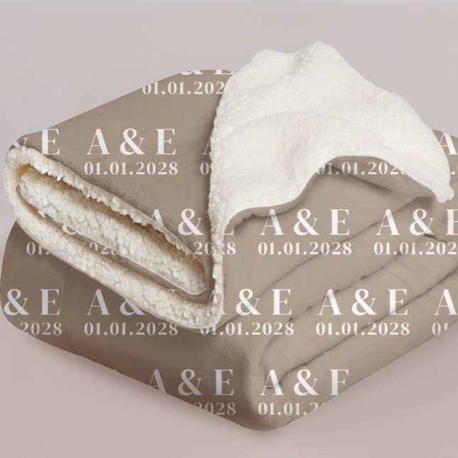 Manta personalizada de boda para pareja, novia y n (Personalized wedding sherpa blanket gift for bride, Custom light brown blanket gift for groom, )