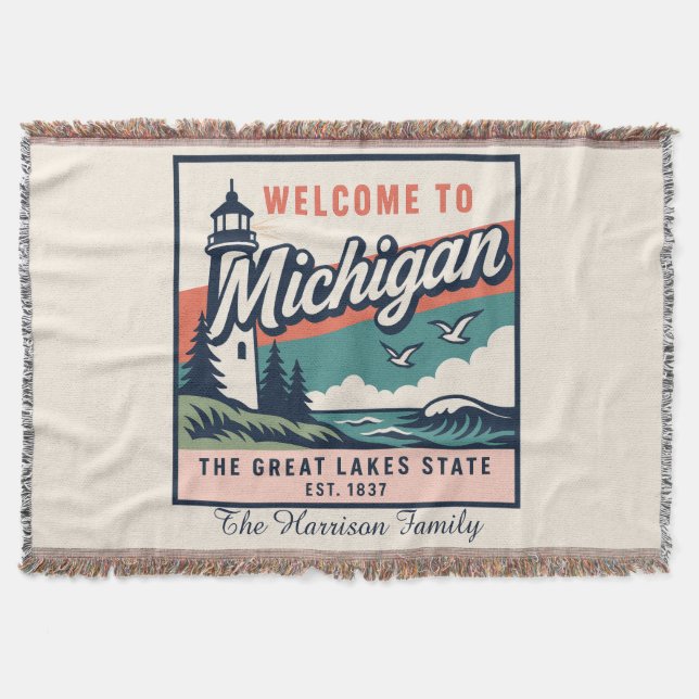 Manta personalizada de Michigan para lanzar (Anverso)