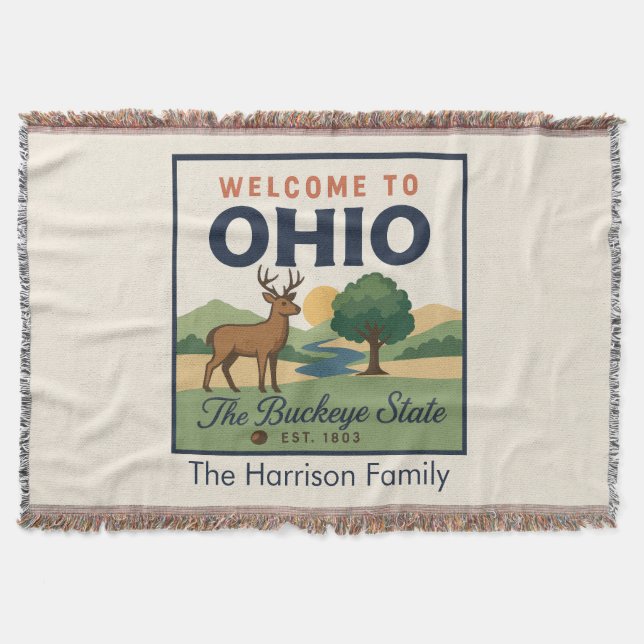 Manta personalizada de Ohio para echar (Anverso)