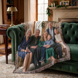 Manta personalizada de retrato de familia clásico