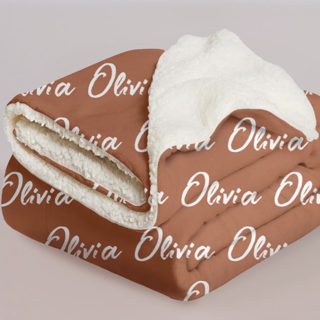 Manta personalizada de Sherpa de terracota para da (bachelorette cozy gift, bridal shower gift idea, new mom gift blanket, mom cozy blanket, mom gift,)