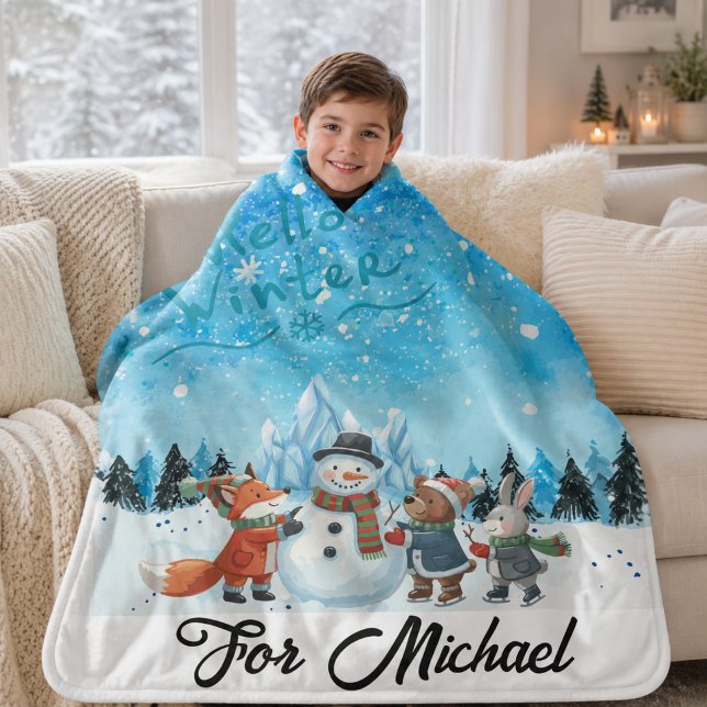 Manta Personalizada Sherpa Hola Invierno (Subido por el creador)