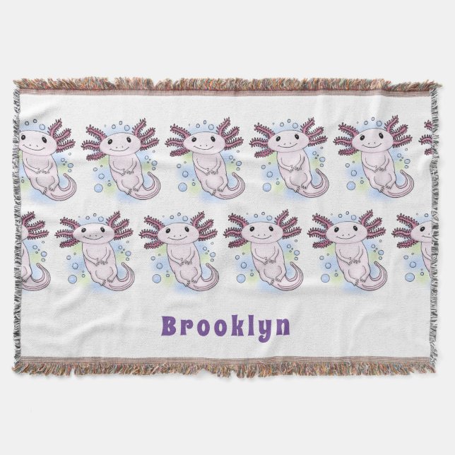 Manta Personalizado axolotópico rosa adorable (Anverso)